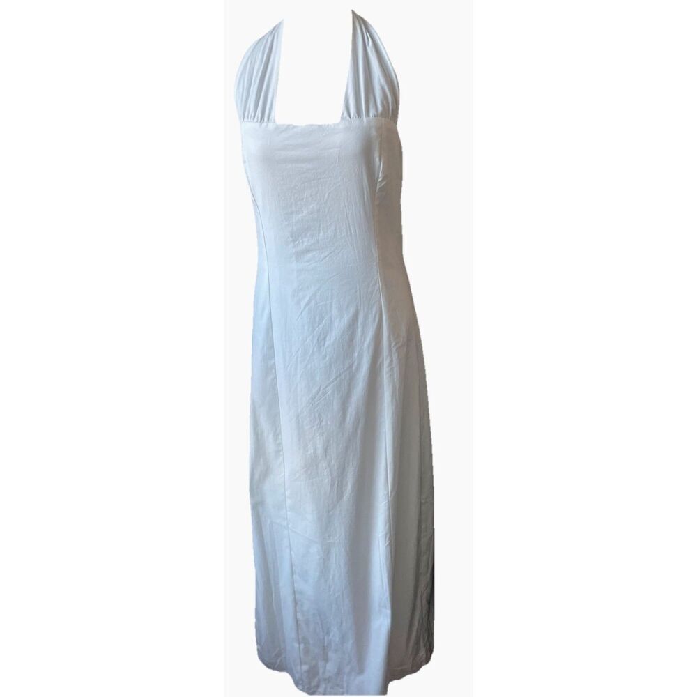 New Reformation Bessi Halter Cotton White Midi Dress Size 10 - Picture 7 of 9